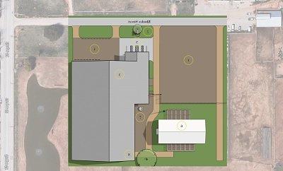 Drawing of top elevation of new equine center.
